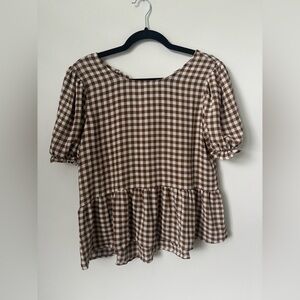 Mine Brown Gingham Women's Blouse